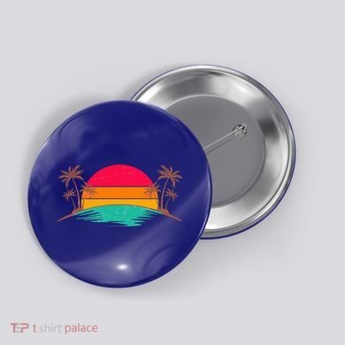 Vintage Tropical Palm Trees Sunset Sunrise Button