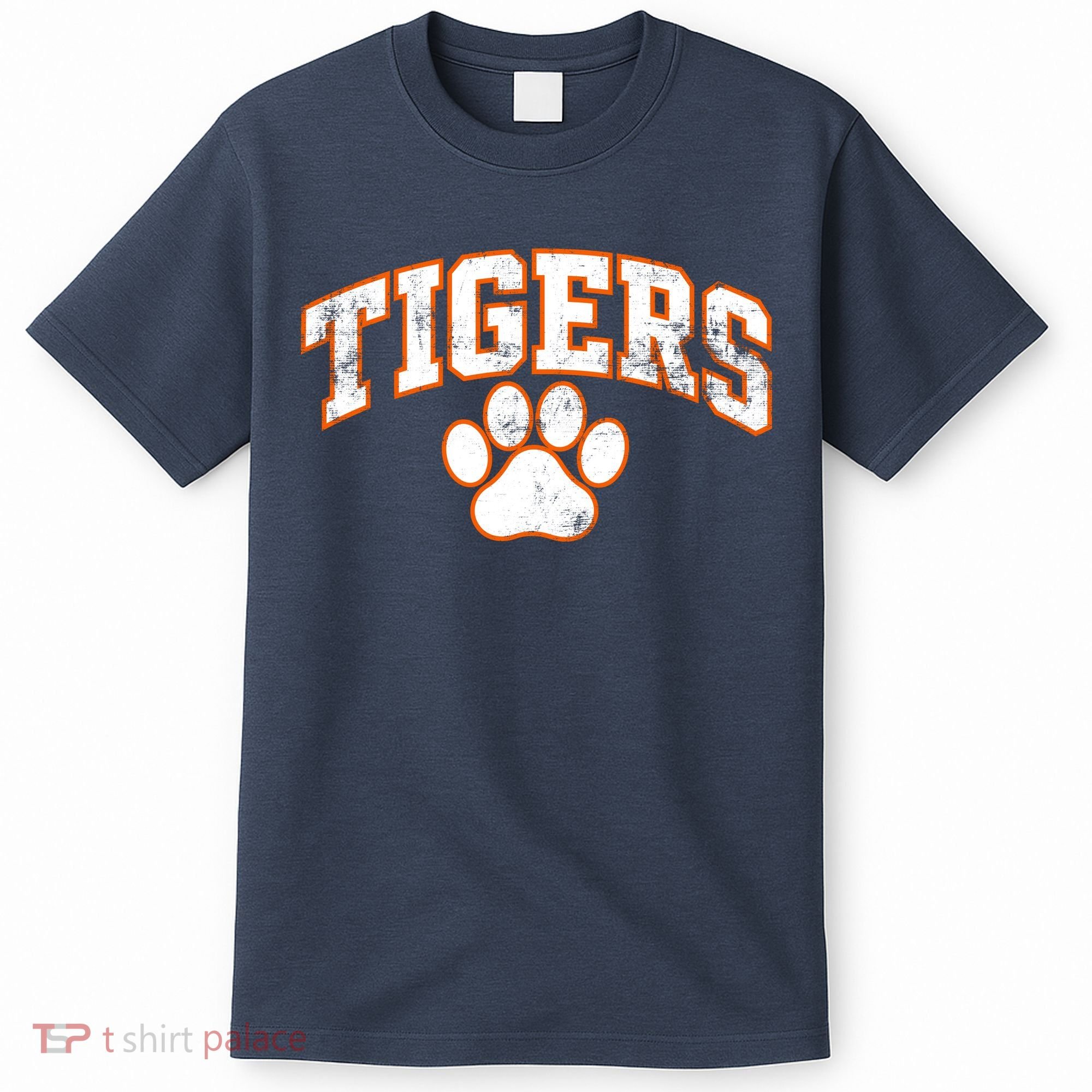 Vintage Tigers Paw Print Graphic Sports T-Shirt