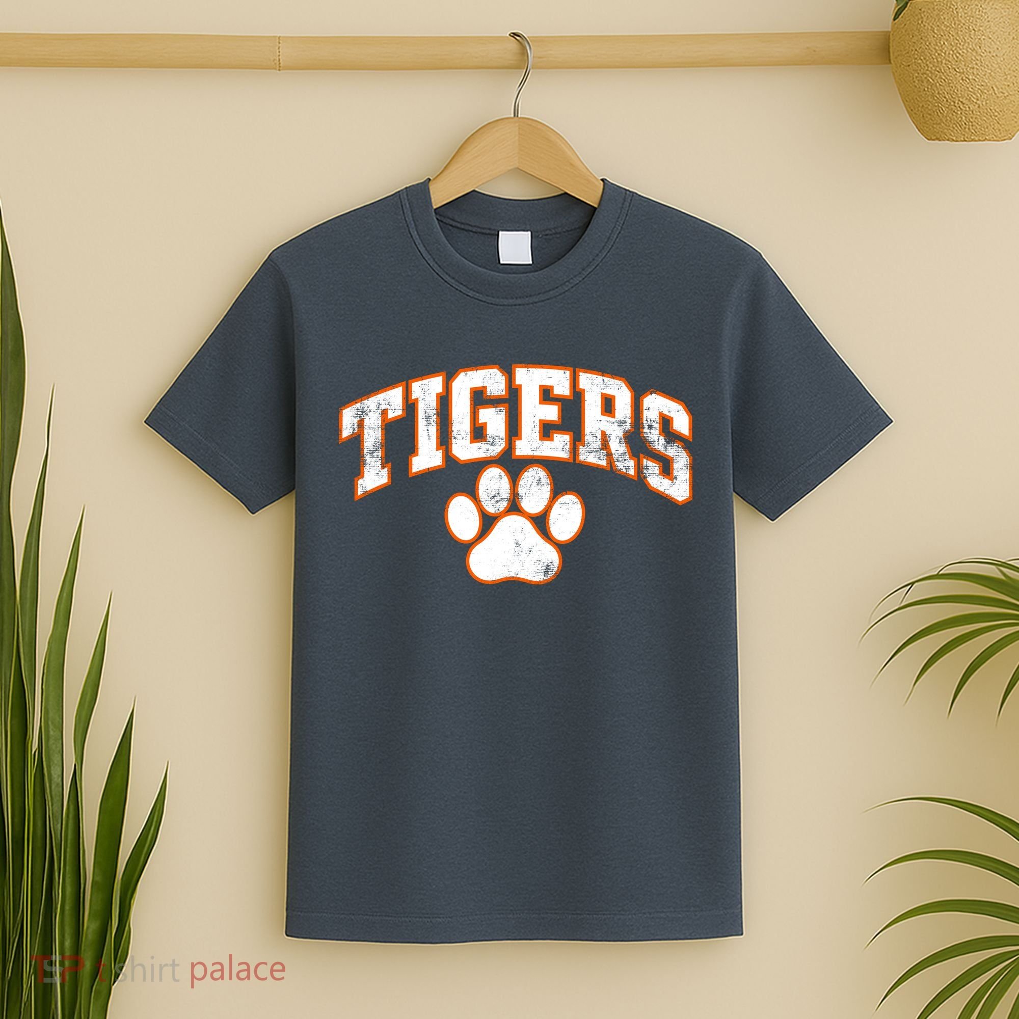 Vintage Tigers Paw Print Graphic Sports T-Shirt