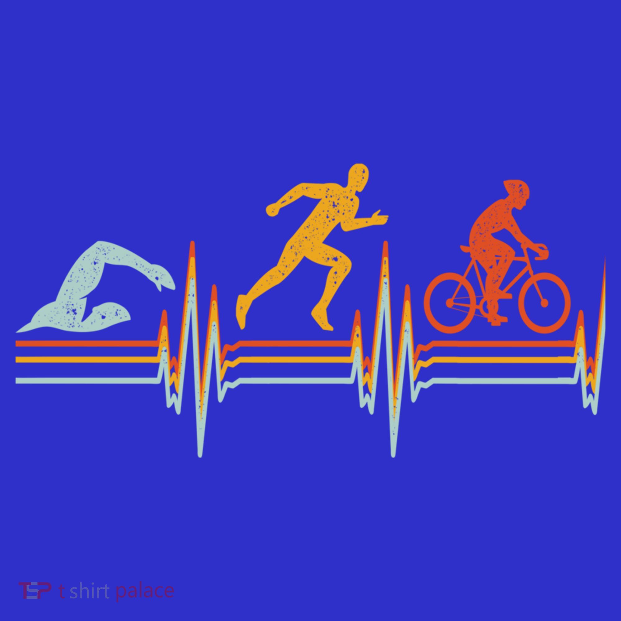 Vintage Triathlon Swim Bike Run Triathlete Heartbeat Cute Gift T-Shirt