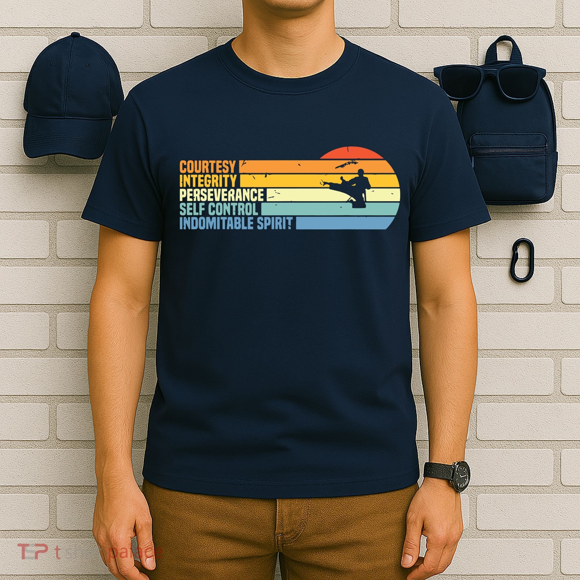 Vintage Taekwondo Tenets Martial Arts Graphic Tee T-Shirt