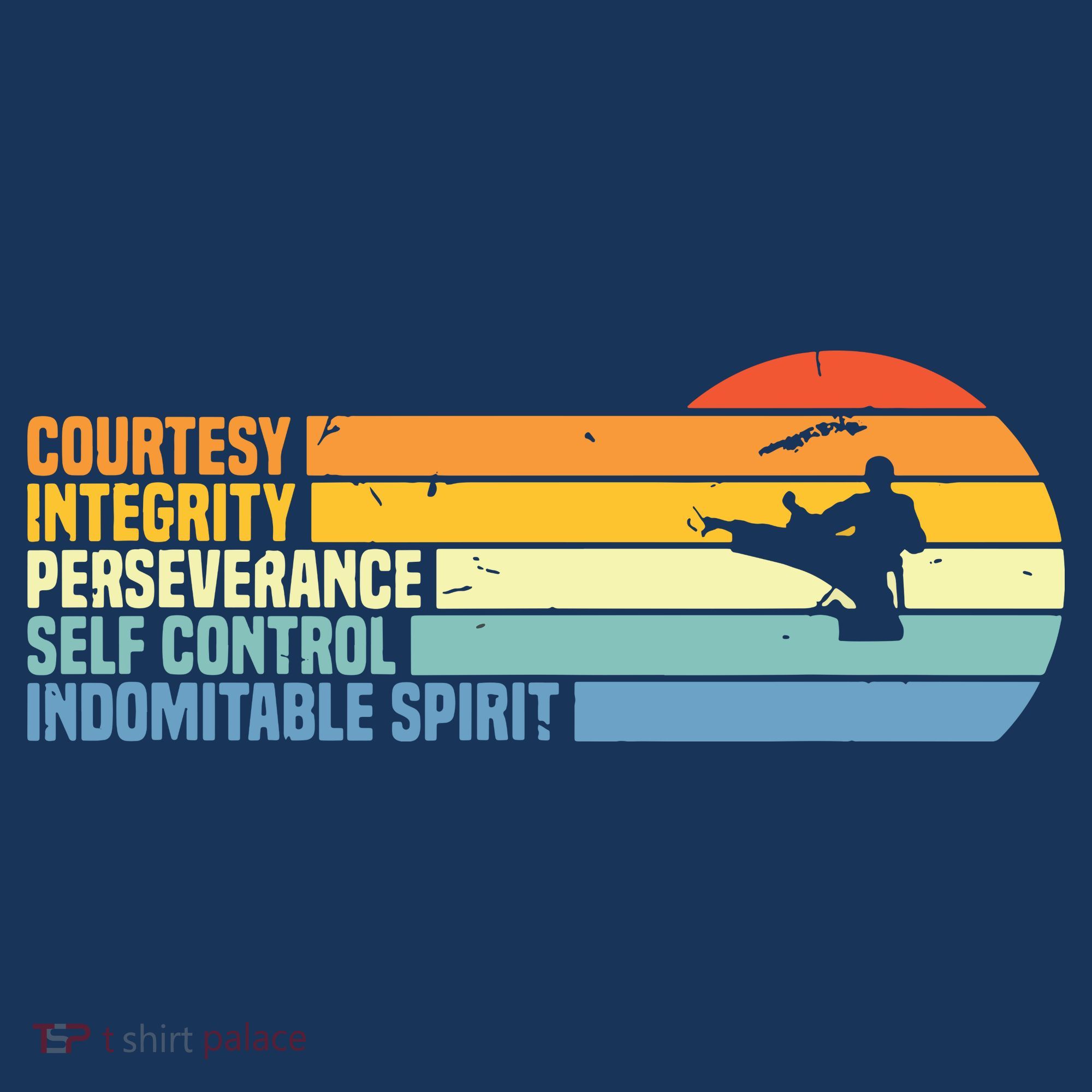 Vintage Taekwondo Tenets Martial Arts Graphic Tee T-Shirt