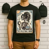 Vintage The Volleyball Mom Tarot Card Skeleton Mothers Day  T-Shirt thumb 6