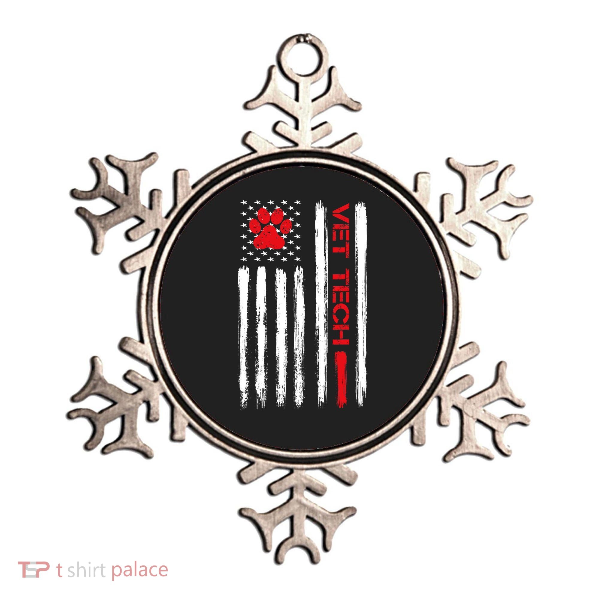 Vet Tech Veterinary Technician American Flag Paw Print Gift Ornament