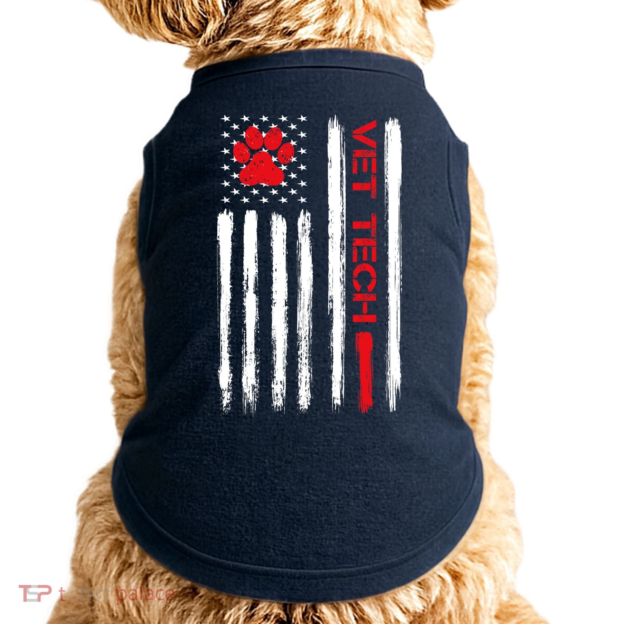 Vet Tech Veterinary Technician American Flag Paw Print Gift Doggie Tank
