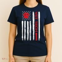 Vet Tech Veterinary Technician American Flag Paw Print Gift T-Shirt thumb 4