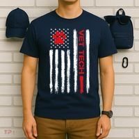 Vet Tech Veterinary Technician American Flag Paw Print Gift T-Shirt thumb 6