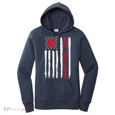 Vet Tech Veterinary Technician American Flag Paw Print Gift Women's Hoodie