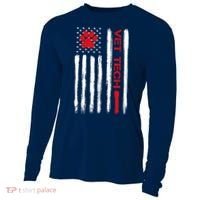 Vet Tech Veterinary Technician American Flag Paw Print Gift Cooling Performance Long Sleeve Crew thumb 0
