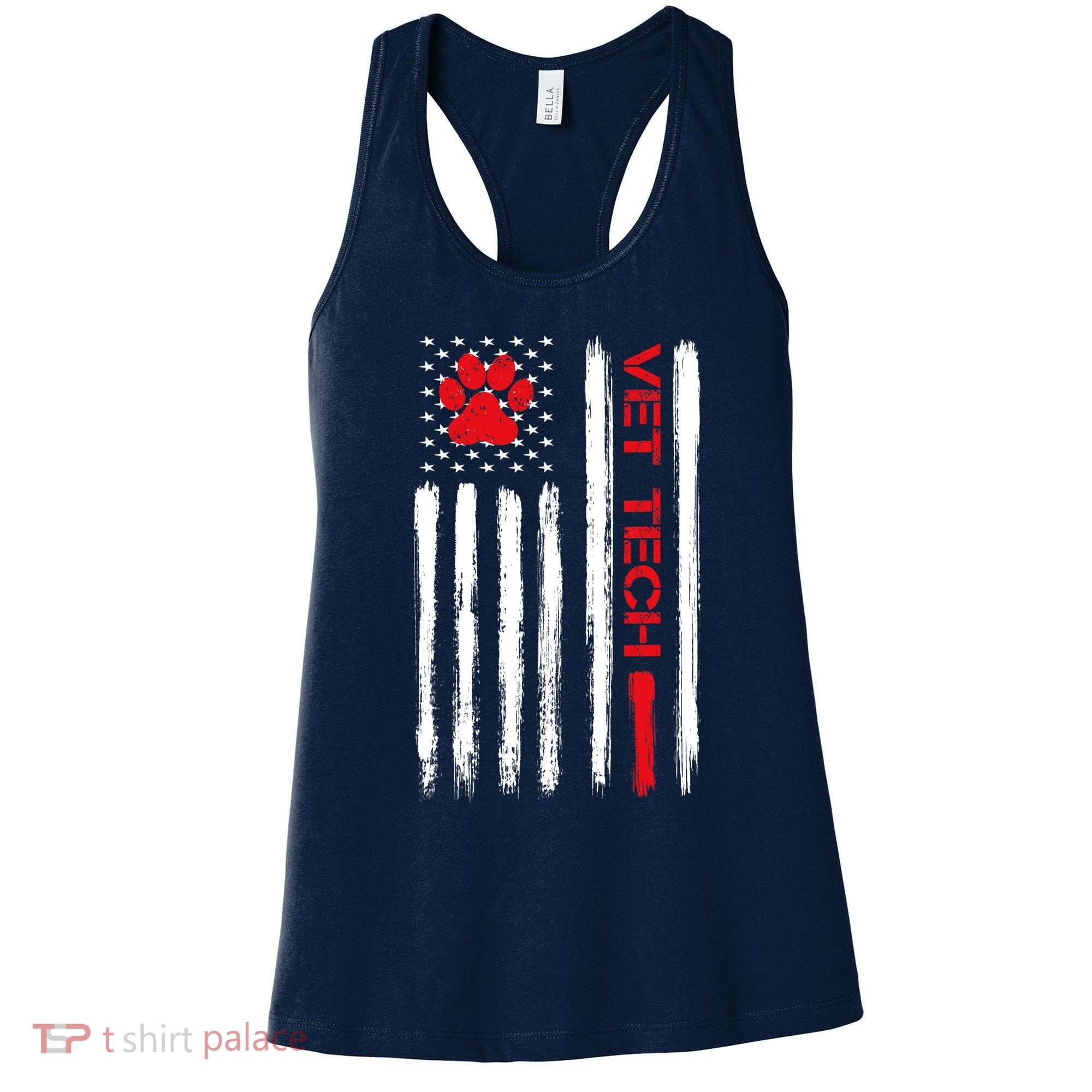 Vet Tech Veterinary Technician American Flag Paw Print Gift Women's Tank Top