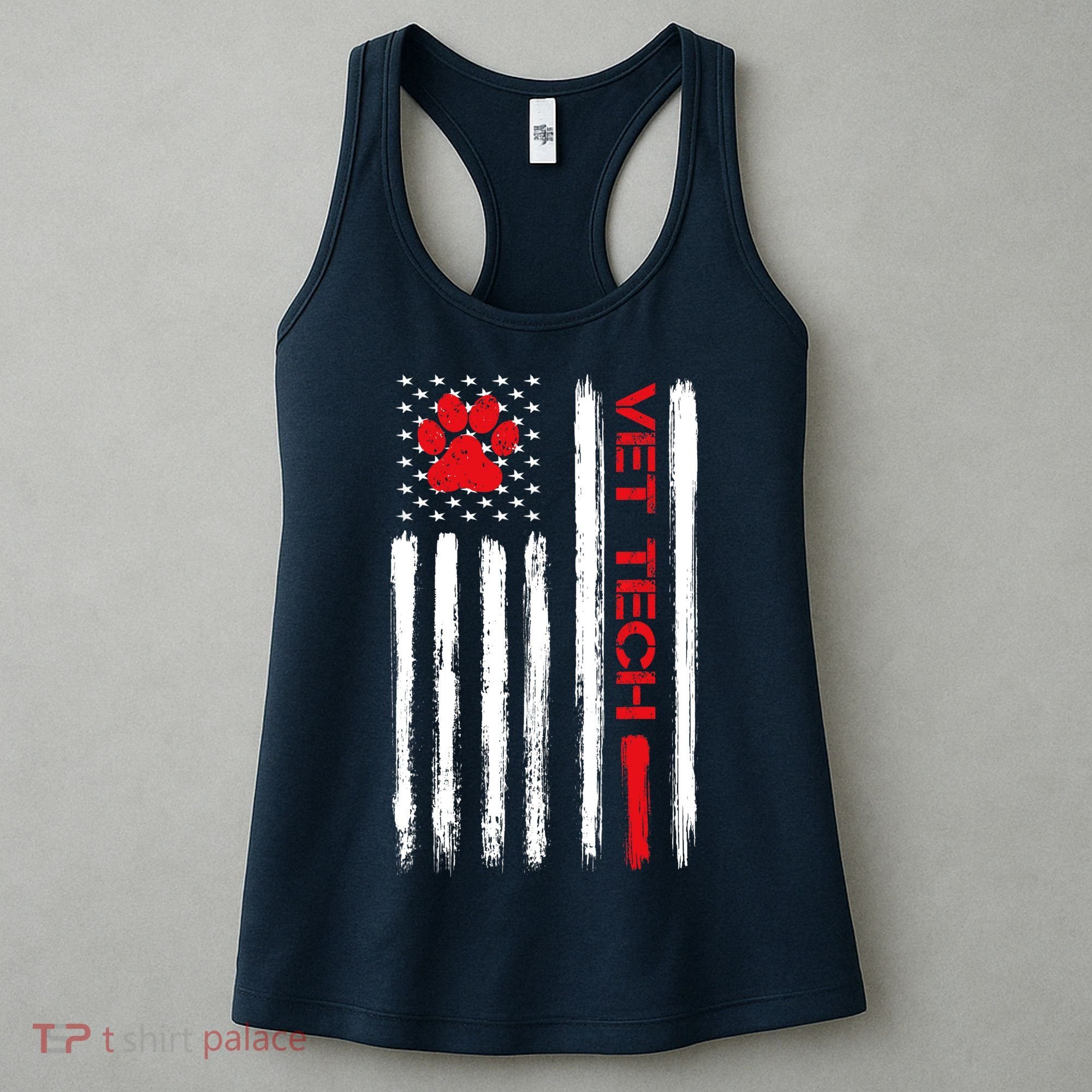 Vet Tech Veterinary Technician American Flag Paw Print Gift Women's Tank Top