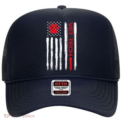 Vet Tech Veterinary Technician American Flag Paw Print Gift Hat
