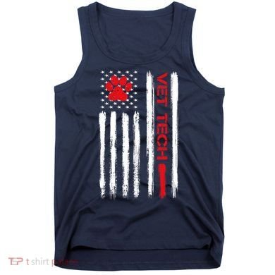 Vet Tech Veterinary Technician American Flag Paw Print Gift Tank Top
