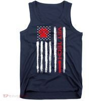Vet Tech Veterinary Technician American Flag Paw Print Gift Tank Top thumb 0