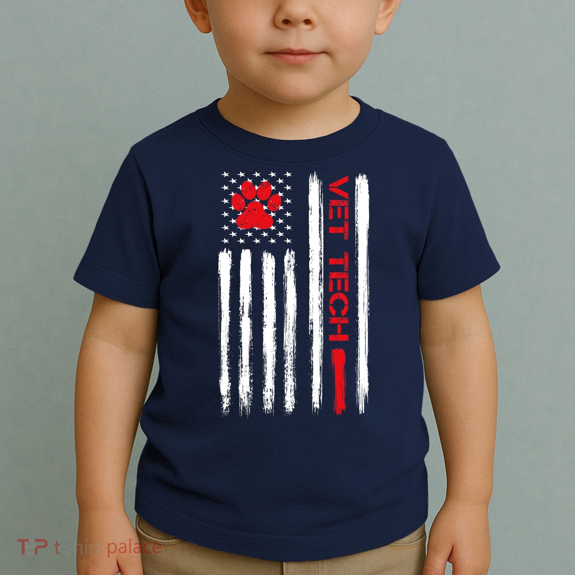 Vet Tech Veterinary Technician American Flag Paw Print Gift Toddler T-Shirt