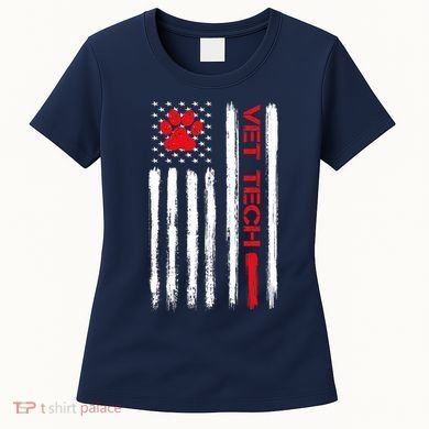 Vet Tech Veterinary Technician American Flag Paw Print Gift Women's T-Shirt
