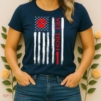 Vet Tech Veterinary Technician American Flag Paw Print Gift Women's T-Shirt thumb 2