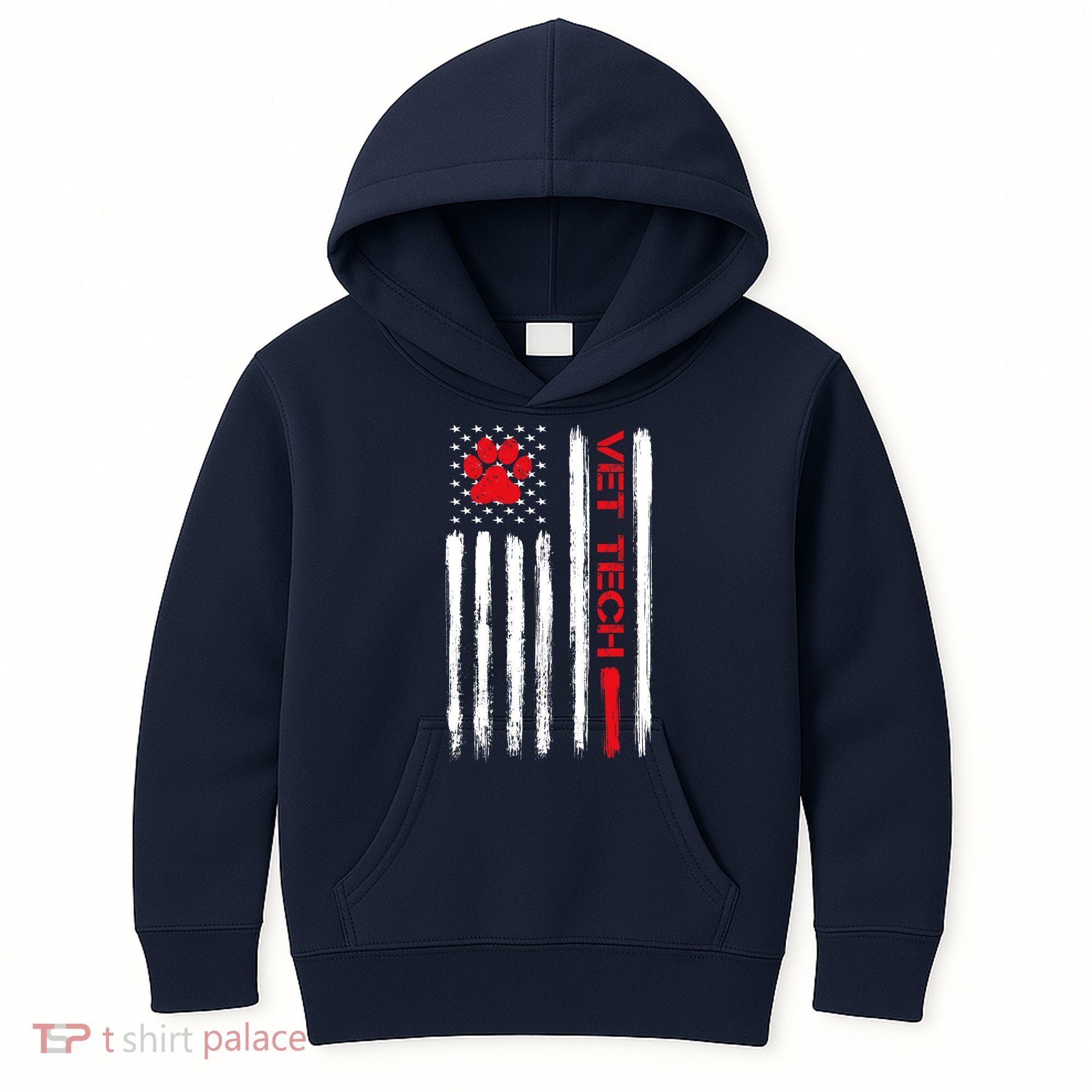 Vet Tech Veterinary Technician American Flag Paw Print Gift Kids Hoodie
