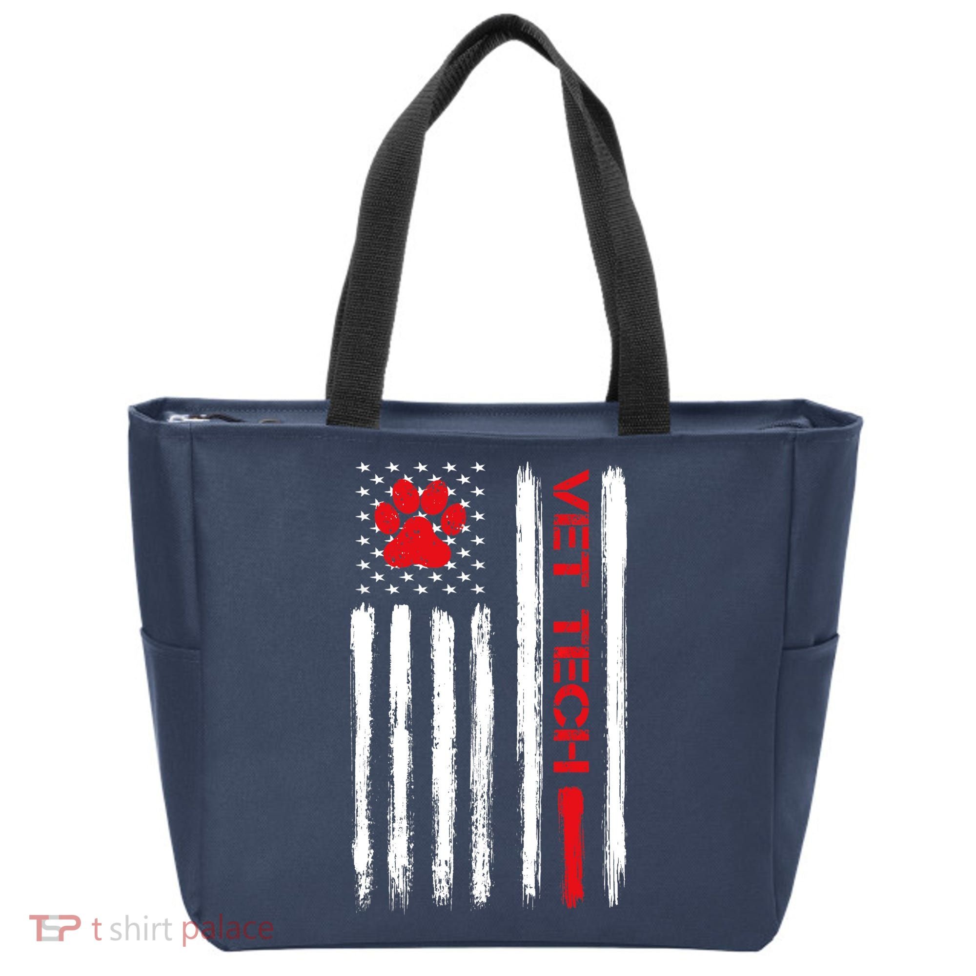 Vet Tech Veterinary Technician American Flag Paw Print Gift Tote Bag