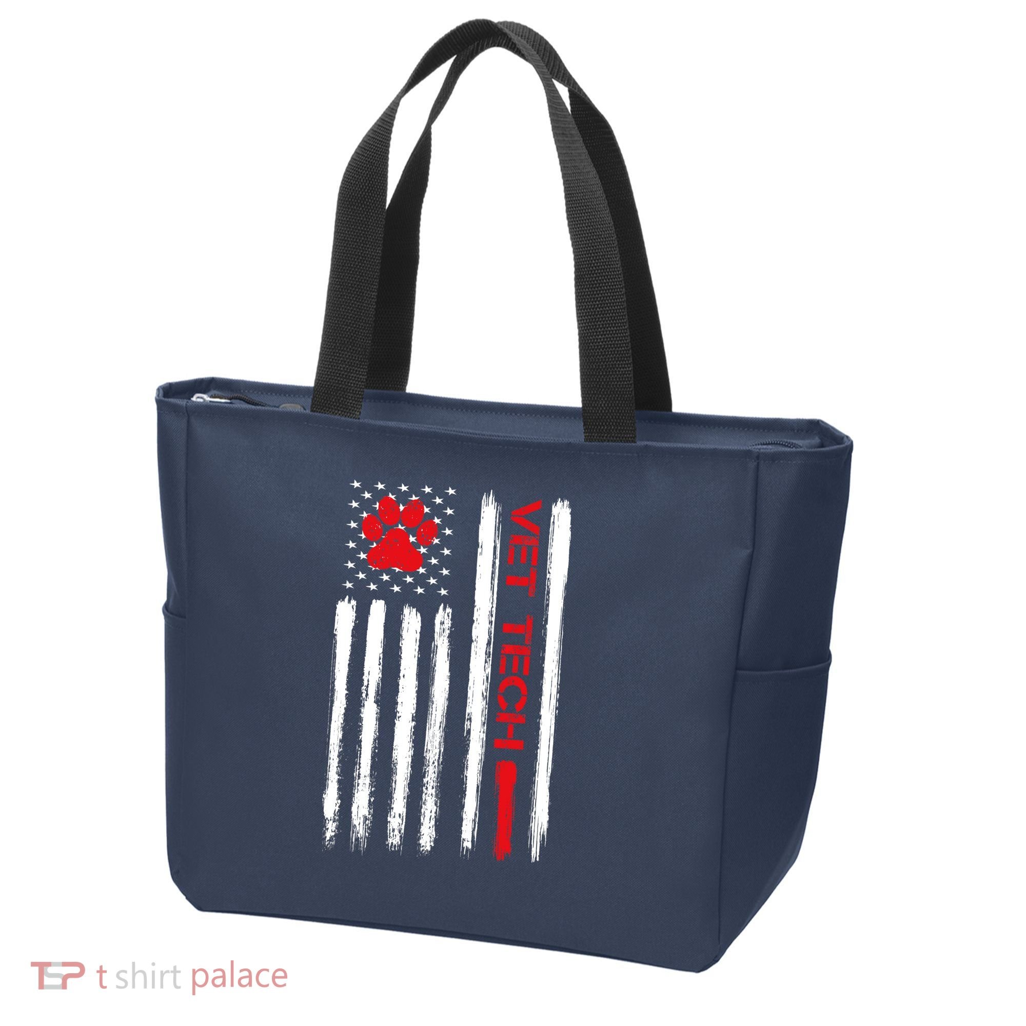 Vet Tech Veterinary Technician American Flag Paw Print Gift Tote Bag
