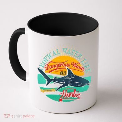 Vintage Tropical Water Life Dangerous Wave Hunter Shark Coffee Mug