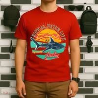 Vintage Tropical Water Life Dangerous Wave Hunter Shark T-Shirt thumb 6
