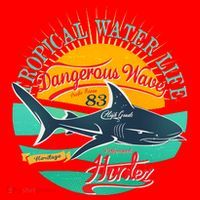 Vintage Tropical Water Life Dangerous Wave Hunter Shark T-Shirt thumb 7