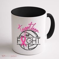 Volleyball Together We Fight Breast Cancer Awareness Coffee Mug thumb 1