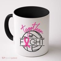 Volleyball Together We Fight Breast Cancer Awareness Coffee Mug thumb 0