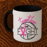 Volleyball Together We Fight Breast Cancer Awareness Coffee Mug thumb 2