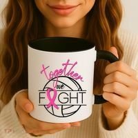 Volleyball Together We Fight Breast Cancer Awareness Coffee Mug thumb 3