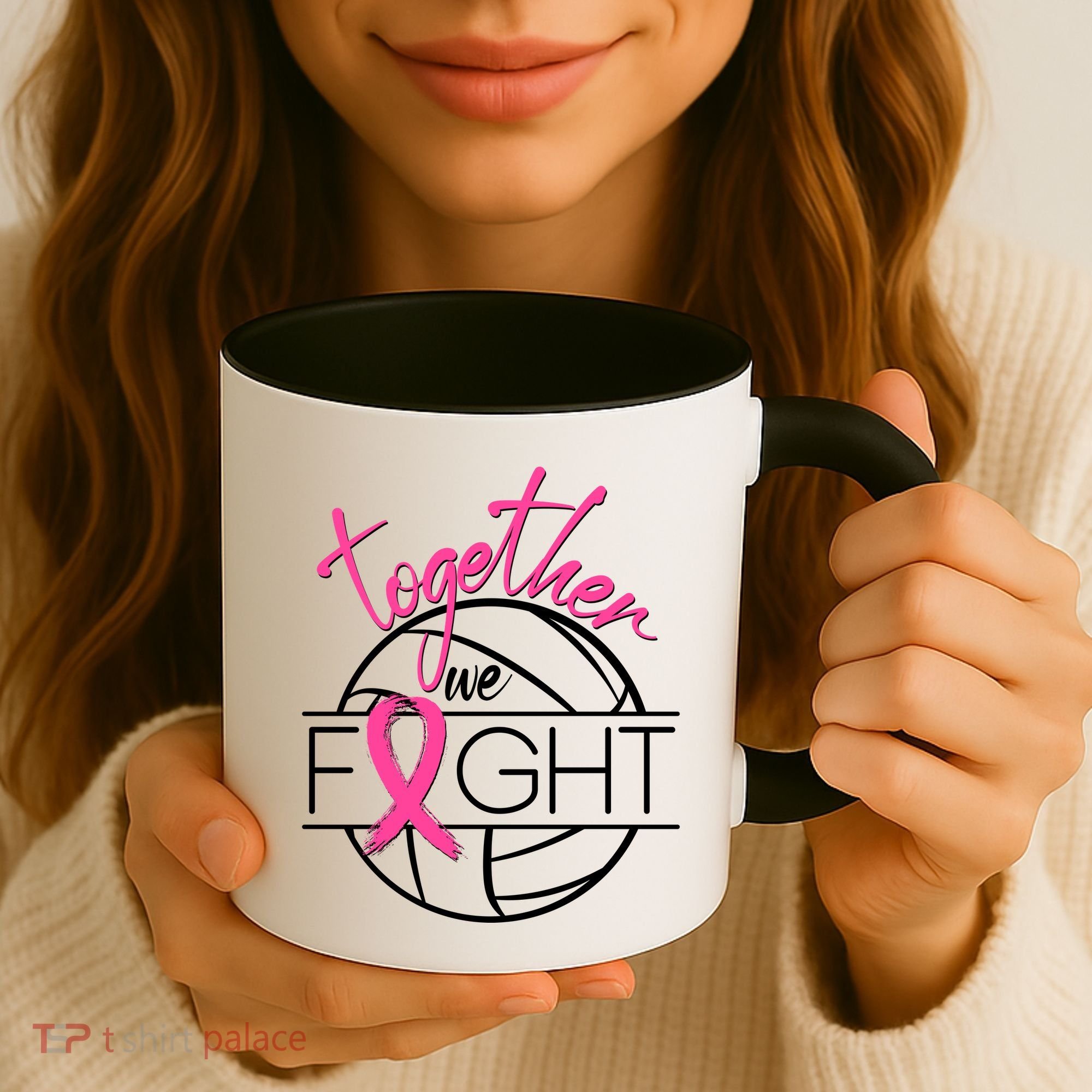 Volleyball Together We Fight Breast Cancer Awareness Coffee Mug