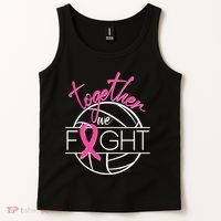 Volleyball Together We Fight Breast Cancer Awareness Tank Top thumb 2