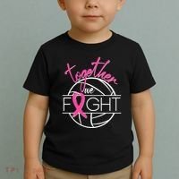 Volleyball Together We Fight Breast Cancer Awareness Toddler T-Shirt thumb 2