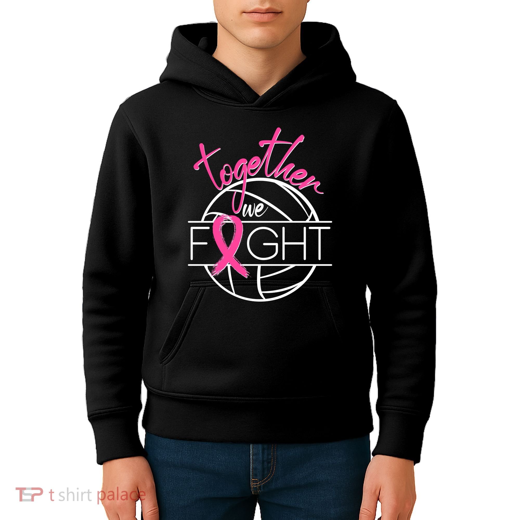 Volleyball Together We Fight Breast Cancer Awareness Kids Hoodie