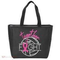 Volleyball Together We Fight Breast Cancer Awareness Tote Bag thumb 0