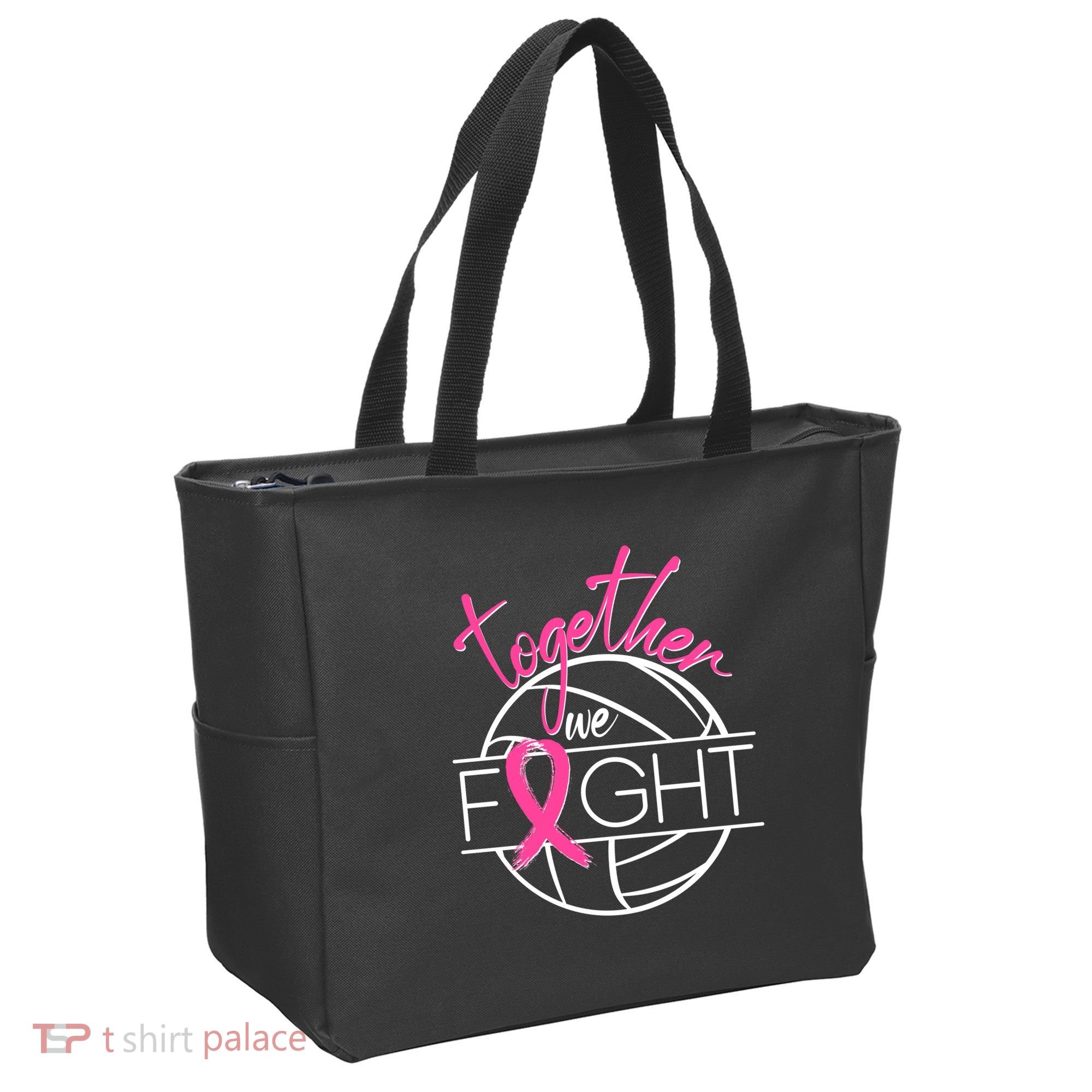 Volleyball Together We Fight Breast Cancer Awareness Tote Bag