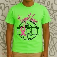 Volleyball Together We Fight Breast Cancer Awareness T-Shirt thumb 3