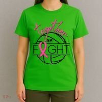 Volleyball Together We Fight Breast Cancer Awareness T-Shirt thumb 4