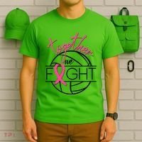 Volleyball Together We Fight Breast Cancer Awareness T-Shirt thumb 6