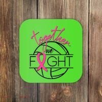 Volleyball Together We Fight Breast Cancer Awareness Coaster thumb 0