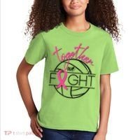 Volleyball Together We Fight Breast Cancer Awareness Kids T-Shirt thumb 2