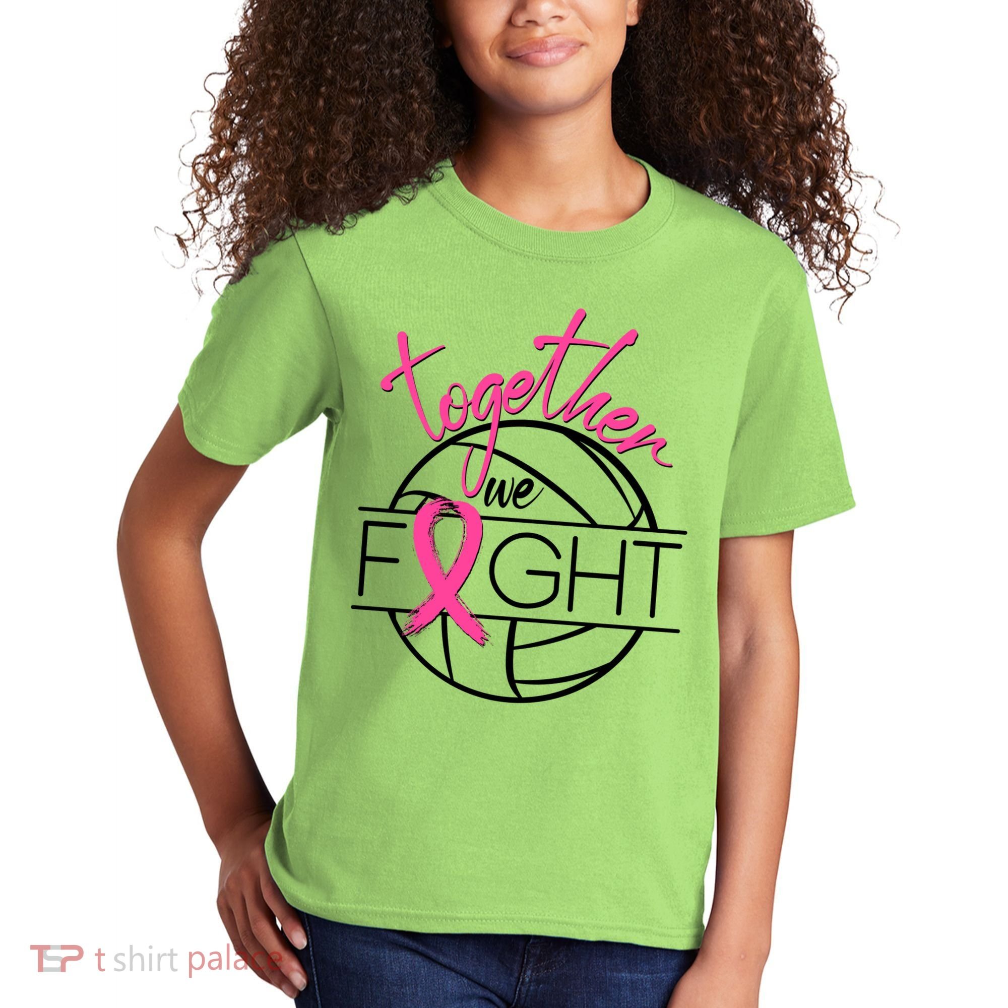Volleyball Together We Fight Breast Cancer Awareness Kids T-Shirt