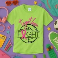 Volleyball Together We Fight Breast Cancer Awareness Kids T-Shirt thumb 3