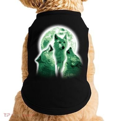Vintage Three Wolves Moon Design Doggie Tank