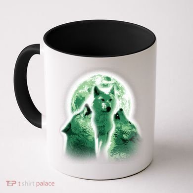 Vintage Three Wolves Moon Design Coffee Mug