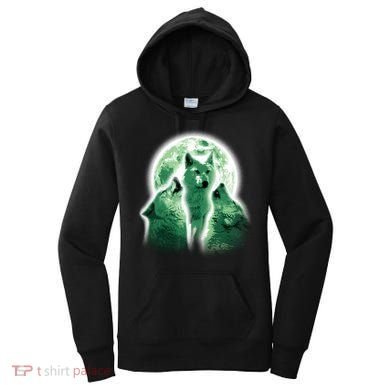 Vintage Three Wolves Moon Design Women's Hoodie
