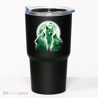 Vintage Three Wolves Moon Design Tumbler