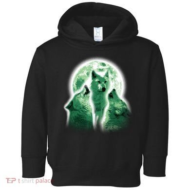 Vintage Three Wolves Moon Design Toddler Hoodie