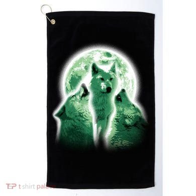 Vintage Three Wolves Moon Design Golf Towel